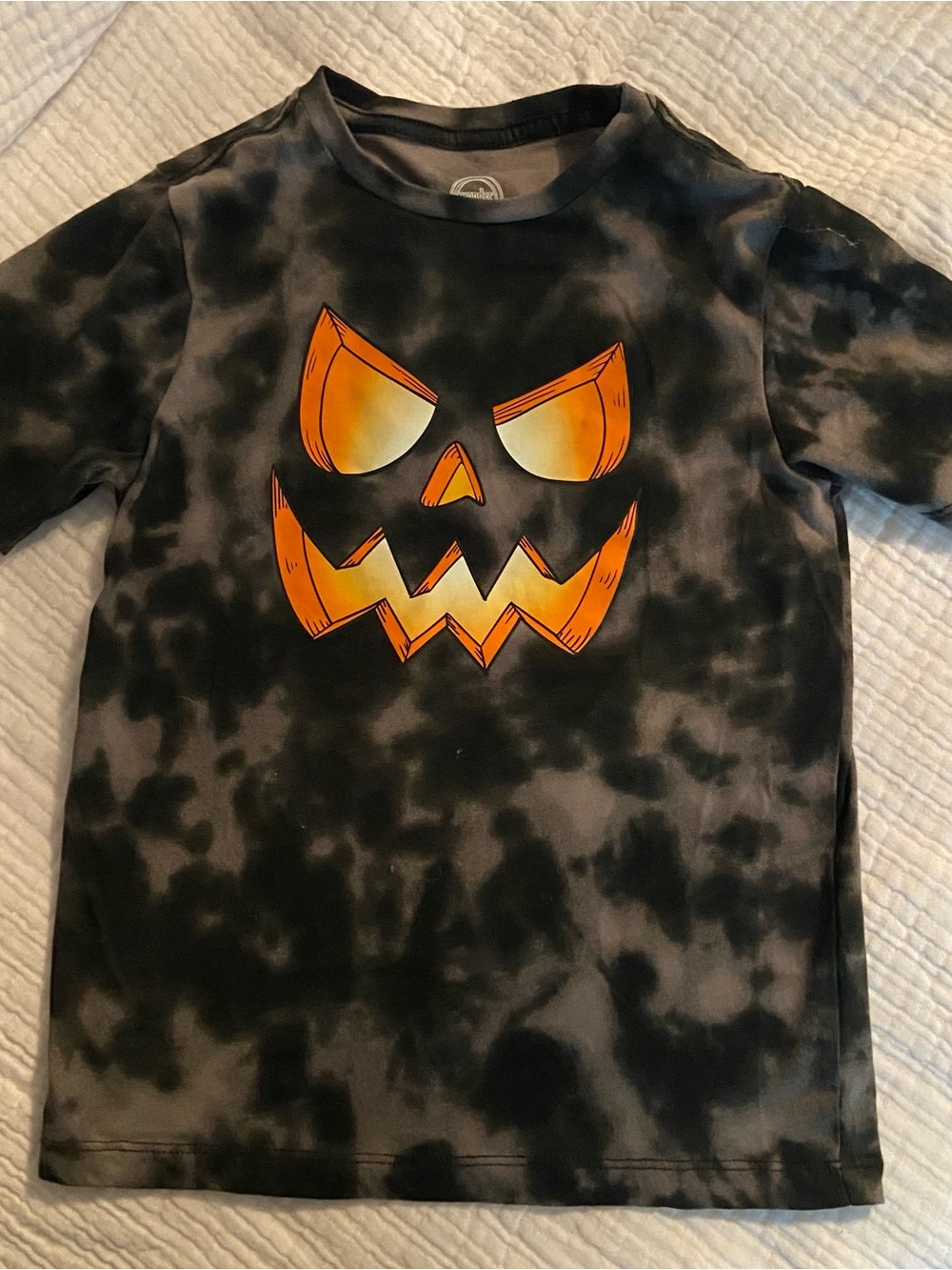 Wonder Nation Boys S (6-7) Black/Gray Tie-Dye Jack-O-Lantern T-Shirt